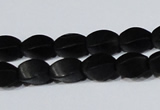 CAG6040 15.5 inches 5*8mm twisted rice matte black agate beads