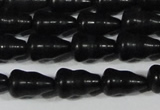 CAG6042 15.5 inches 5*8mm carved calabash matte black agate beads