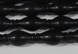 CAG6044 15.5 inches 8*16mm carved vase-shaped matte black agate beads