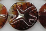 CAG6057 15.5 inches 40mm wavy coin dragon veins agate beads