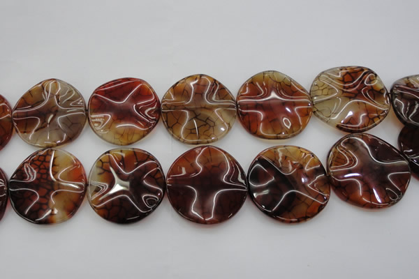 CAG6057 15.5 inches 40mm wavy coin dragon veins agate beads