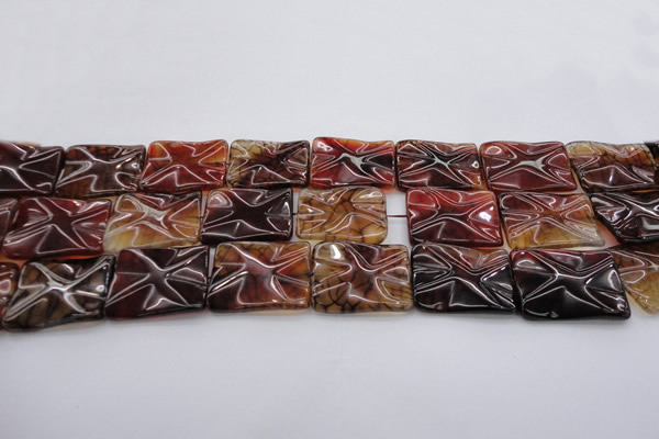 CAG6065 15.5 inches 18*25mm wavy rectangle dragon veins agate beads