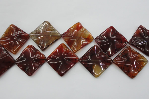 CAG6072 15.5 inches 40mm wavy diamond dragon veins agate beads