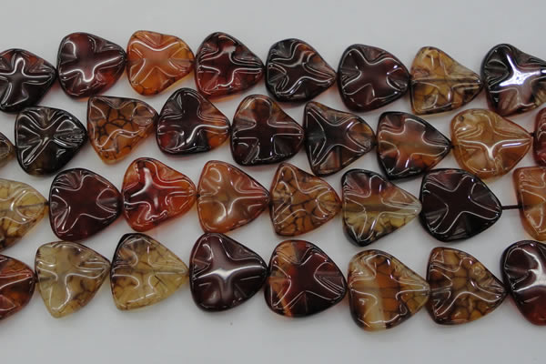 CAG6076 15.5 inches 30mm wavy triangle dragon veins agate beads