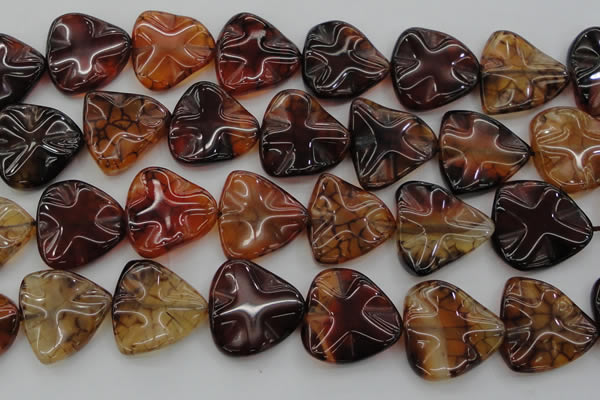 CAG6077 15.5 inches 40mm wavy triangle dragon veins agate beads