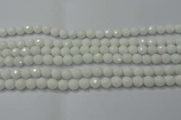 CAG6101 15.5 inches 6mm faceted round white agate gemstone beads