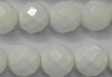 CAG6103 15.5 inches 10mm faceted round white agate gemstone beads