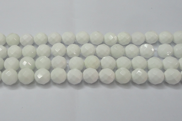 CAG6104 15.5 inches 12mm faceted round white agate gemstone beads