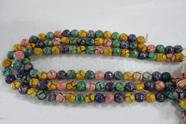 CAG6140 15 inches 8mm faceted round tibetan agate gemstone beads