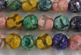 CAG6142 15 inches 12mm faceted round tibetan agate gemstone beads