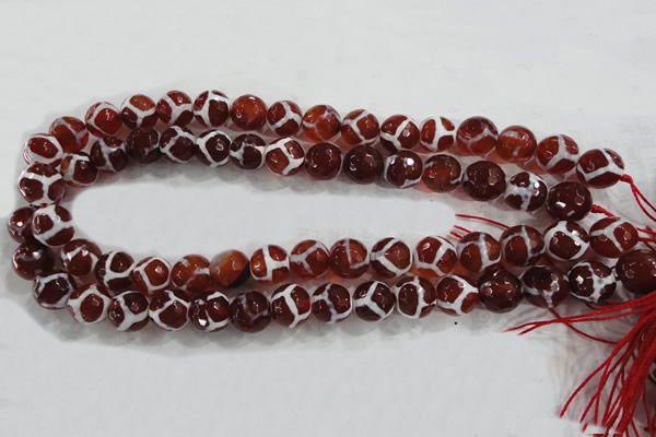 CAG6201 15 inches 10mm faceted round tibetan agate gemstone beads