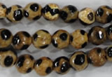 CAG6205 15 inches 8mm faceted round tibetan agate gemstone beads