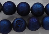 CAG6252 15 inches 8mm faceted round plated druzy agate beads