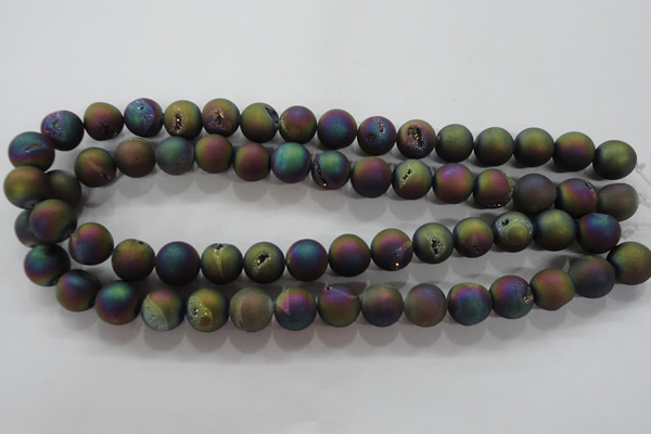 CAG6282 15 inches 8mm round plated druzy agate beads wholesale