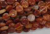 CAG630 15.5 inches 10mm coin natural fire agate beads wholesale