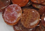 CAG633 15.5 inches 30mm coin natural fire agate beads wholesale