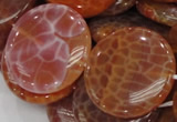 CAG634 15.5 inches 40mm coin natural fire agate beads wholesale