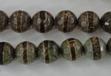 CAG6366 15 inches 8mm faceted round tibetan agate gemstone beads