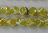 CAG6370 15 inches 8mm faceted round tibetan agate gemstone beads