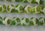 CAG6374 15 inches 8mm faceted round tibetan agate gemstone beads