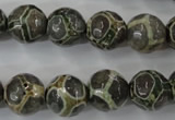 CAG6382 15 inches 8mm faceted round tibetan agate gemstone beads