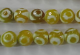 CAG6387 15 inches 8mm faceted round tibetan agate gemstone beads