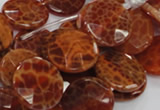 CAG639 15.5 inches 20mm faceted coin natural fire agate beads