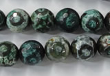 CAG6395 15 inches 8mm faceted round tibetan agate gemstone beads