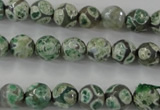 CAG6409 15 inches 8mm faceted round tibetan agate gemstone beads