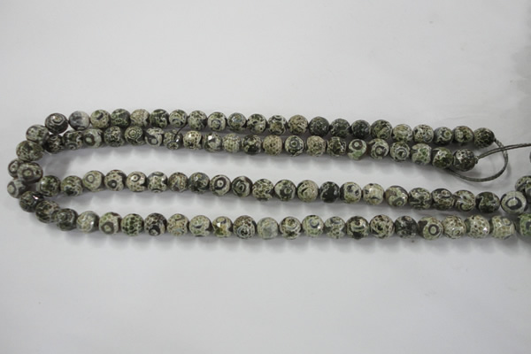 CAG6415 15 inches 10mm faceted round tibetan agate gemstone beads