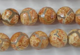 CAG6419 15 inches 10mm faceted round tibetan agate gemstone beads