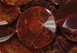 CAG642 15.5 inches 40mm faceted coin natural fire agate beads