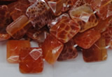 CAG649 15.5 inches 10*10mm faceted square natural fire agate beads