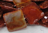 CAG652 15.5 inches 30*30mm faceted square natural fire agate beads