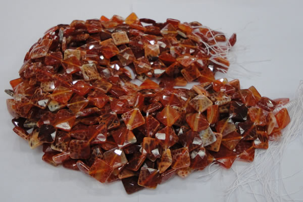 CAG654 15.5 inches 10*10mm faceted rhombic natural fire agate beads