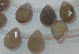 CAG6546 Top-drilled 10*14mm briolette Brazilian grey agate beads