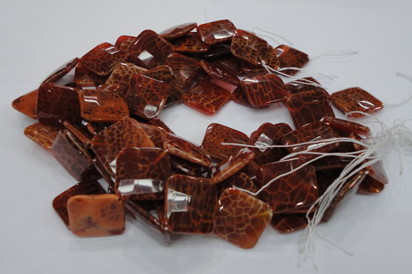 CAG657 15.5 inches 25*25mm faceted rhombic natural fire agate beads