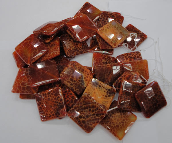 CAG659 15.5 inches 40*40mm faceted rhombic natural fire agate beads