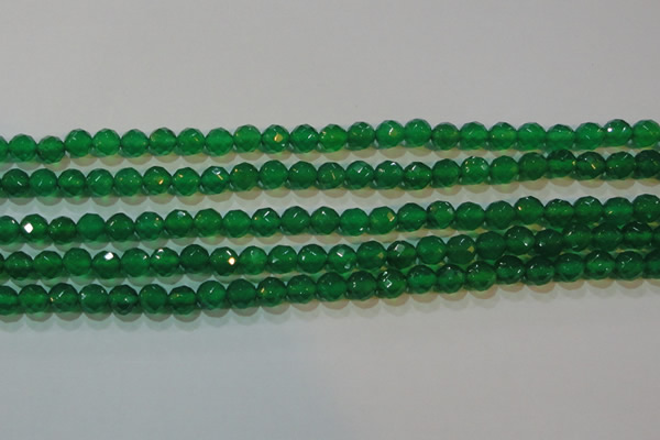 CAG6612 15.5 inches 6mm faceted round green agate gemstone beads