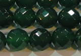 CAG6616 15.5 inches 14mm faceted round green agate gemstone beads