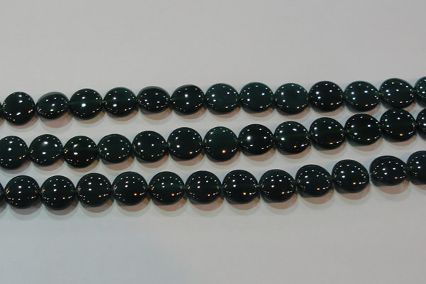 CAG6632 15.5 inches 13mm flat round green agate gemstone beads