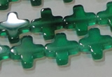 CAG6634 15.5 inches 10*10mm cross green agate gemstone beads