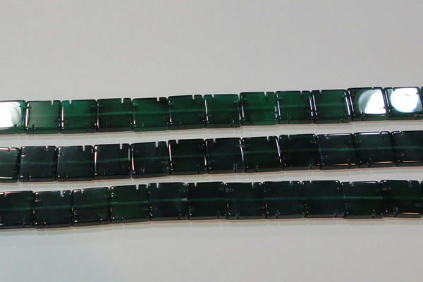 CAG6638 15.5 inches 14*14mm square green agate gemstone beads