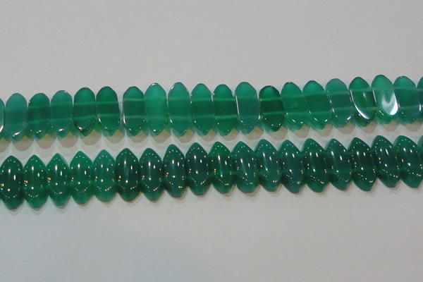 CAG6640 15.5 inches 8*20mm marquise double drilled green agate beads