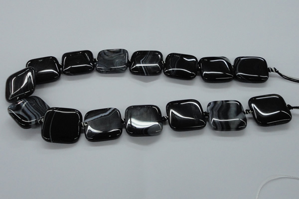 CAG6680 15.5 inches 25*25mm square black line agate beads