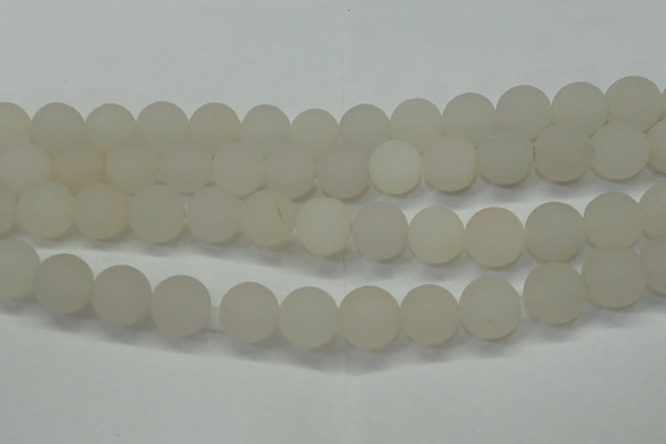 CAG6682 15 inches 12mm round white pilates agate beads