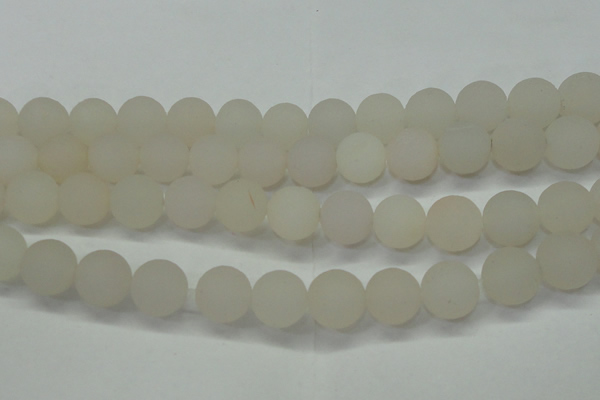 CAG6683 15 inches 14mm round white pilates agate beads