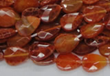 CAG669 15.5 inches 10*14mm faceted flat teardrop natural fire agate beads