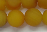 CAG6723 15 inches 14mm round yellow pilates agate beads