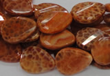 CAG674 15.5 inch 15*20mm faceted teardrop twisted natural fire agate beads